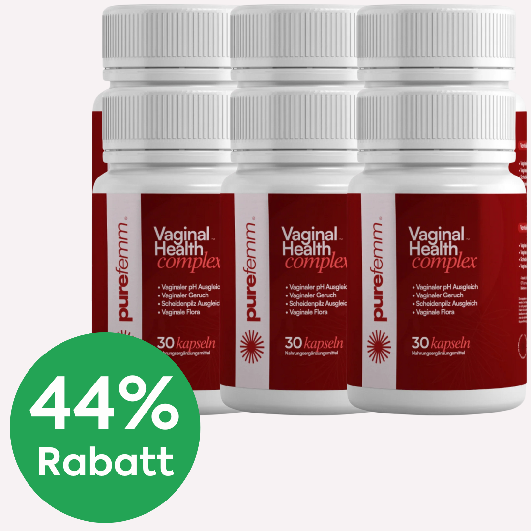 Bottles of vaginal health supplements with a 44% discount label.