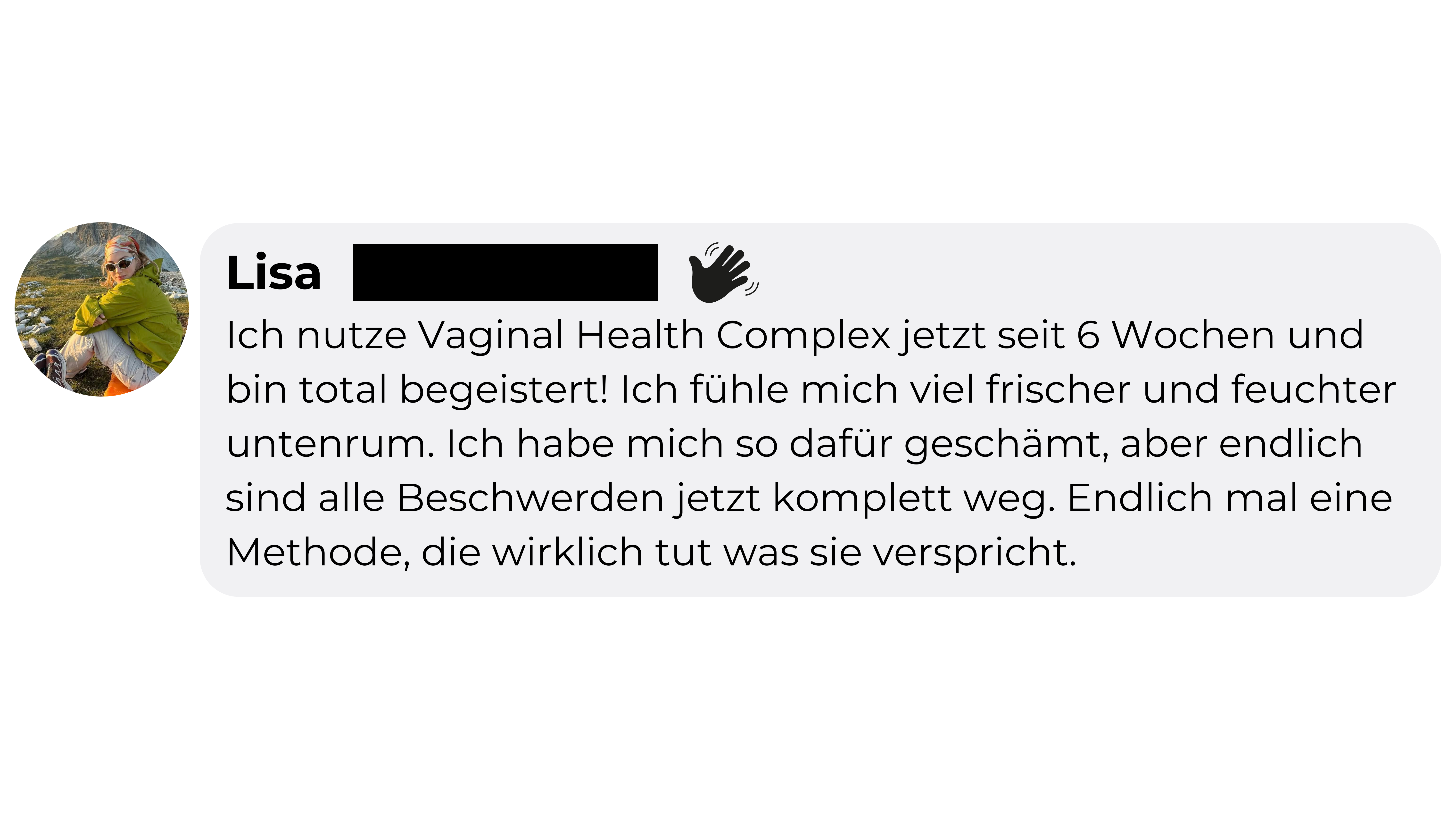 Text message praising the effects of a skin treatment, expressing satisfaction and excitement.