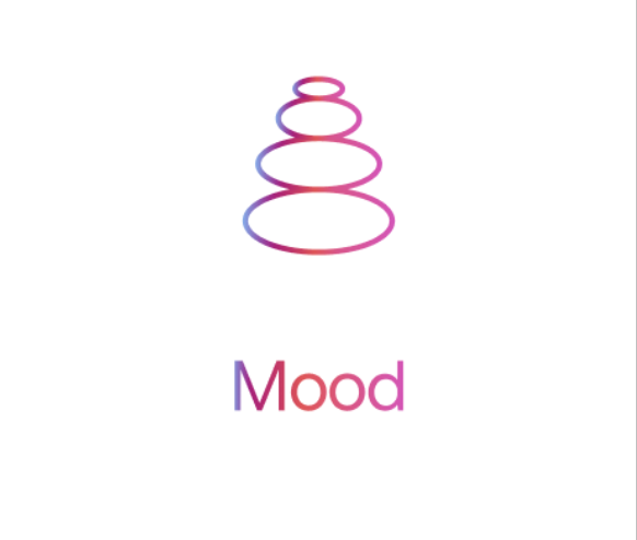 Gradient circles stacked above the word 'Mood' on a white background.