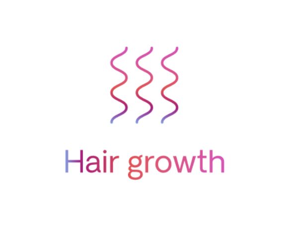 Illustration of three wavy lines above the text 'Hair growth'.