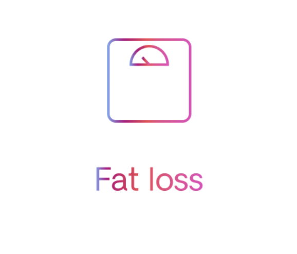 Icon of a scale with 'Fat loss' text below.