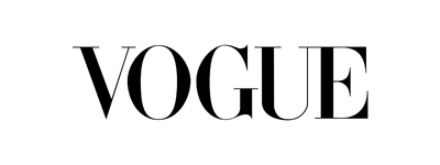 The Vogue logo in black, uppercase serif font on a white background.