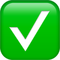 Green checkbox emoji with a white checkmark.