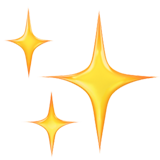 Three yellow sparkling stars against a transparent background.