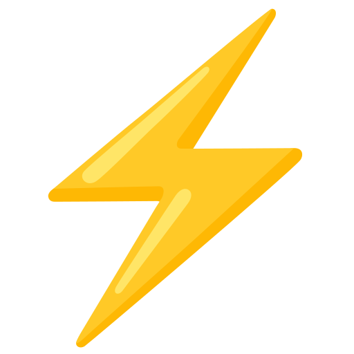 Yellow lightning bolt icon on a white background.