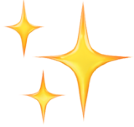 Three gold sparkle star emojis.