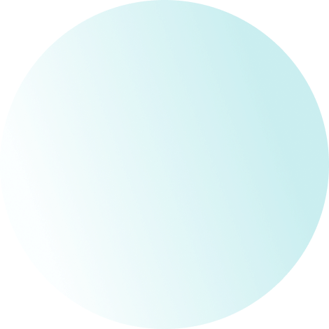 A gradient turquoise circle on a white background.