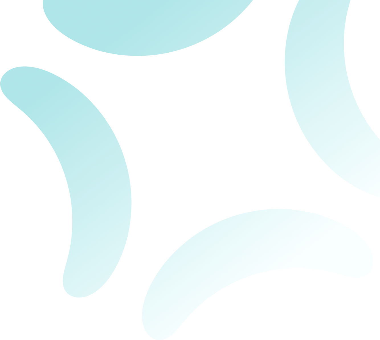 Abstract teal shapes on a black background.