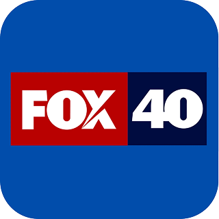 FOX 40 logo with red and blue background.