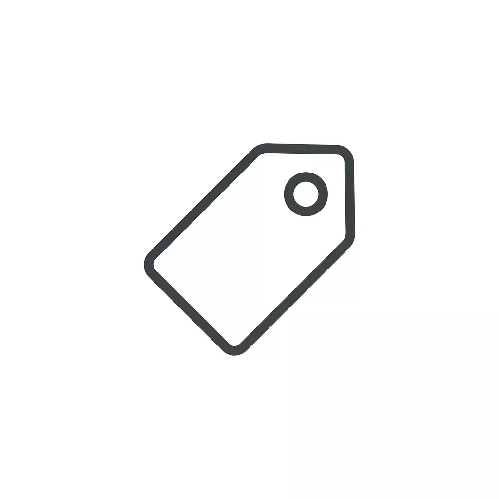 A black outline icon of a price tag on a white background.