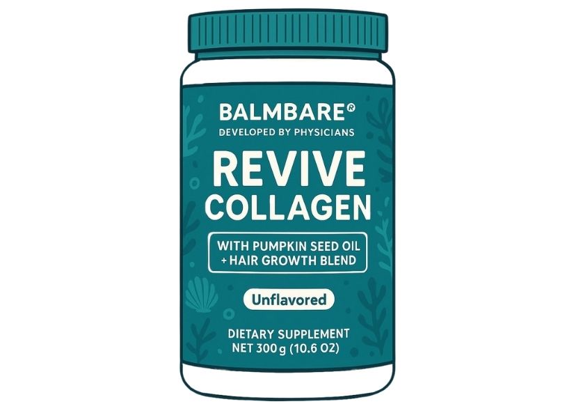 Jar of Revive Collagen dietary supplement, unflavored, with pumpkin seed oil.