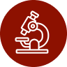 White leaf icon on a red circular background.