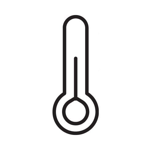 Black thermometer icon on a white background.