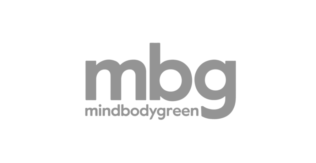 Gray logo with letters 'mbg' and text 'mindbodygreen' below.