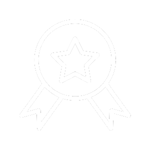 White star medal icon on a black background.