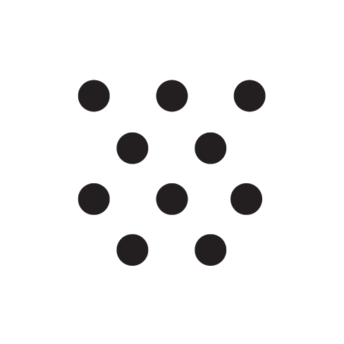 Nine black dots arranged in a 3x3 grid on a white background.