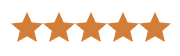 Five orange stars in a row, representing a rating system.