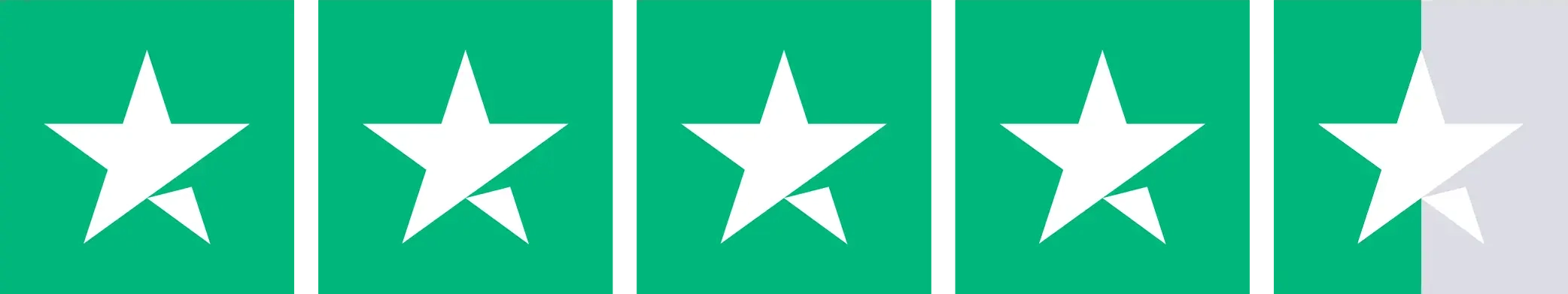 A graphic showing a rating of four and a half out of five stars on a green background.