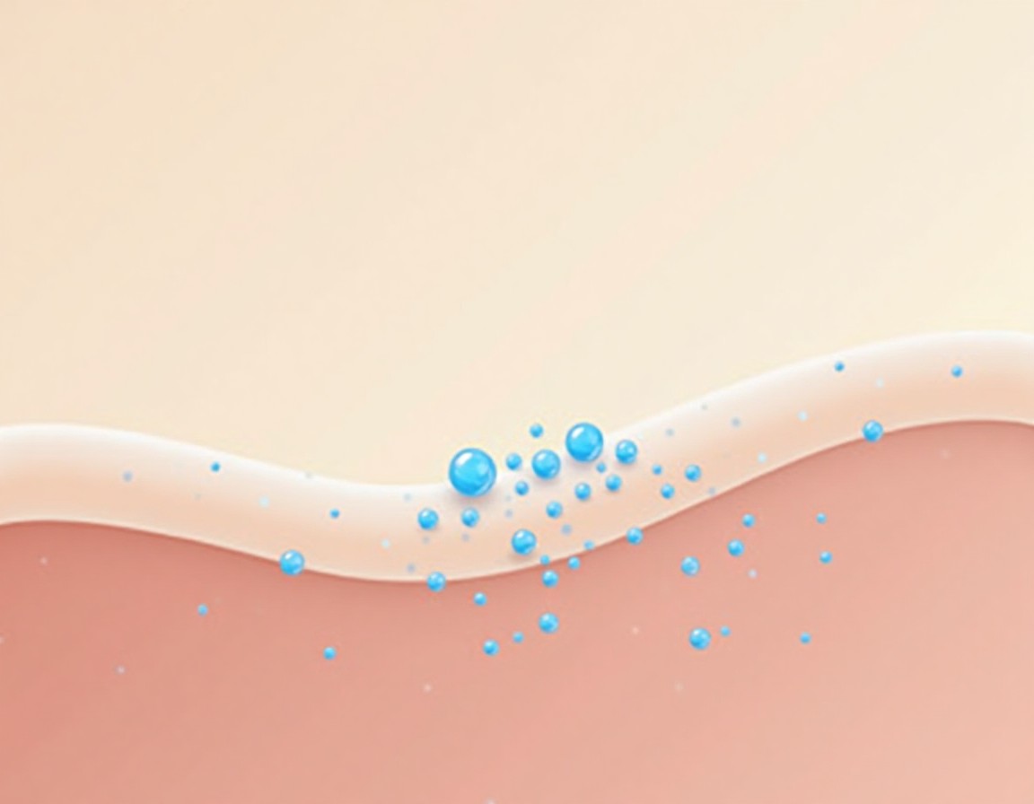 Illustration of skin texture with small blue droplets on a smooth surface.