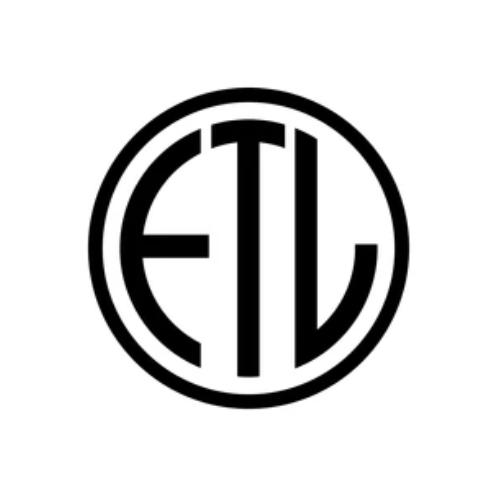 A black and white circular logo with the letters ETL intertwined inside.