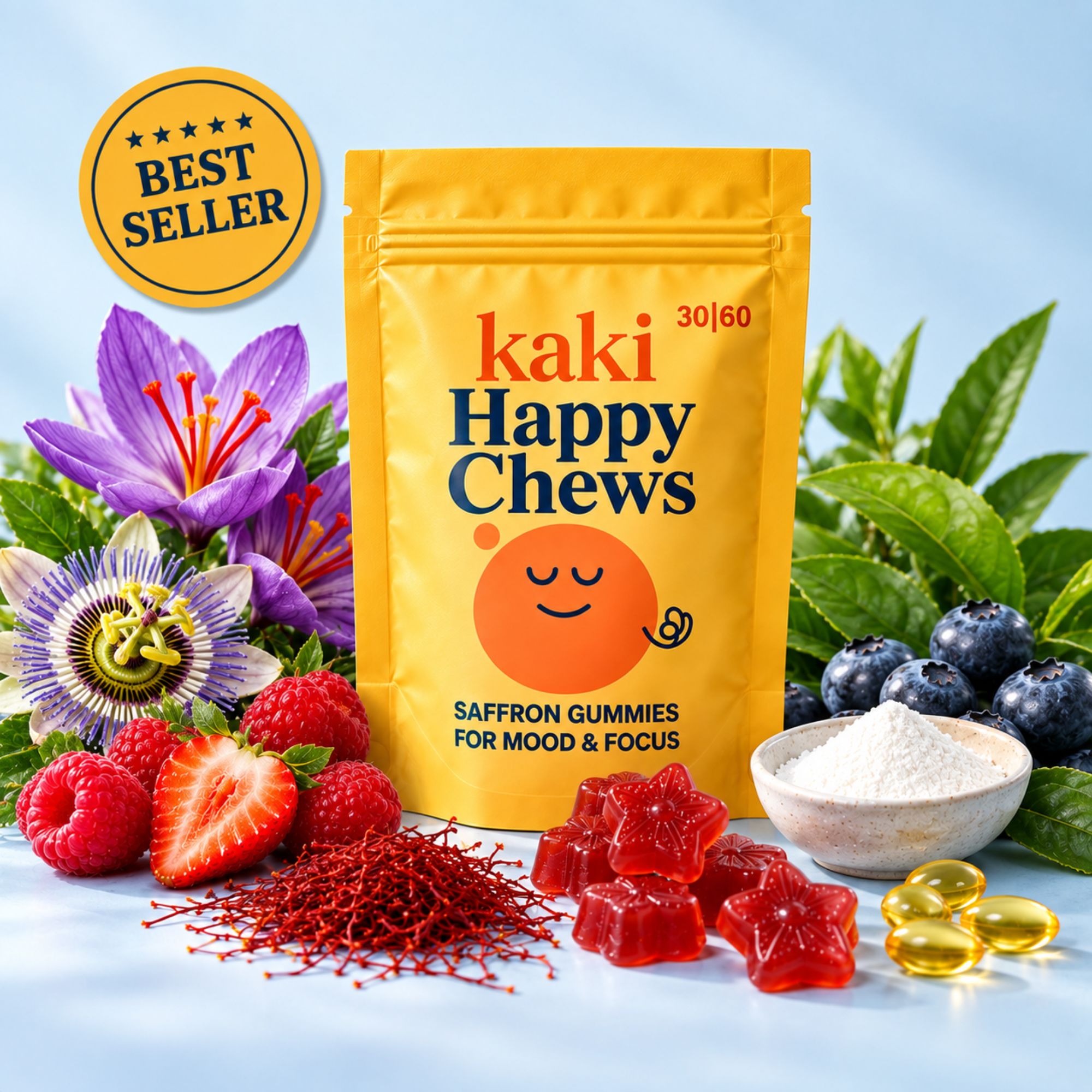 Kaki Happy Chews Saffron Gummies