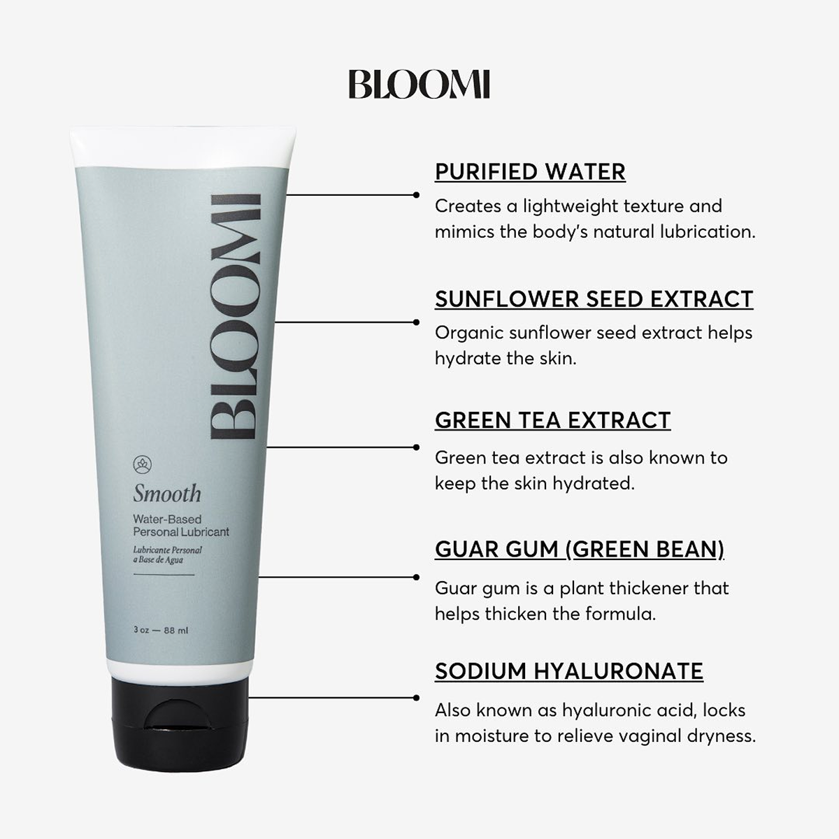 Smooth tube with ingredient callouts