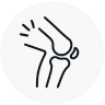 Icon of a knee joint with emphasis lines.