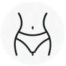 Line drawing of a waist and pelvic area in underwear.