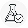 Illustration of a laboratory flask with a checkmark symbol overlay.