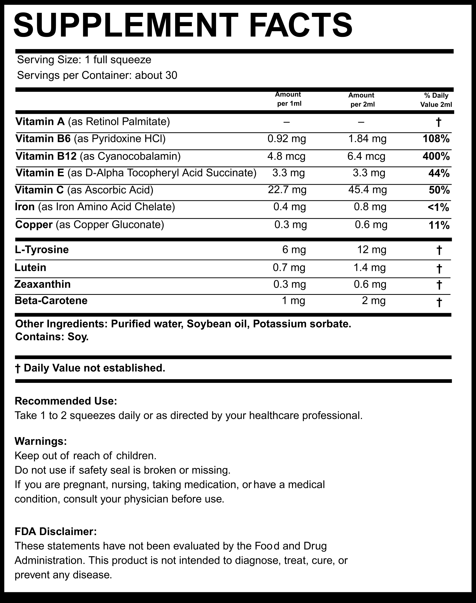 Voedingswaardelabel NaturalTan