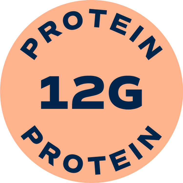 A circular orange icon with the words '12G Protein' written in dark blue.
