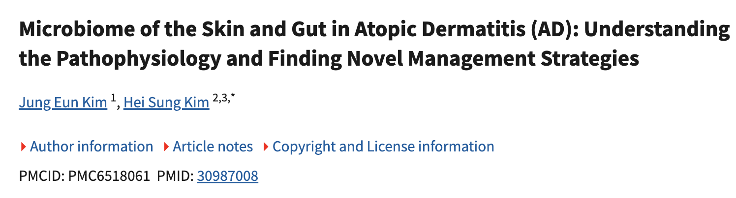 Screenshot of the title and author information for a scientific paper on Atopic Dermatitis.