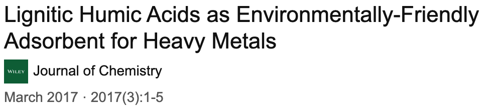 Journal article title and publication details for 'Lignitic Humic Acids.'