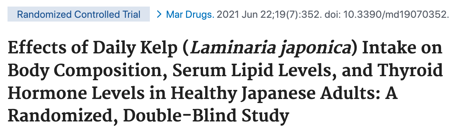 Title of a scientific study on kelp intake effects.