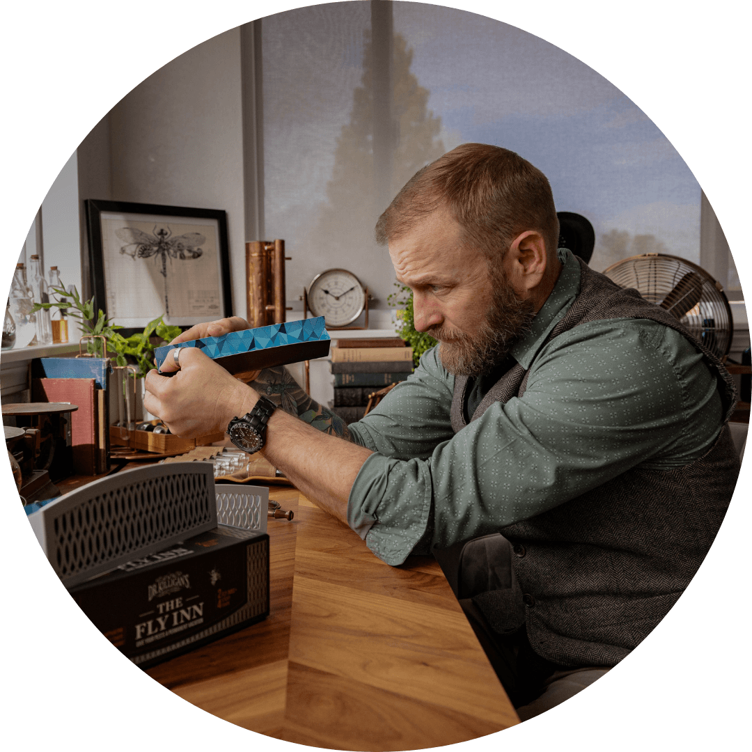 Dr. Killigan examining fly inn insert