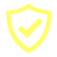 Yellow shield with a check mark inside.