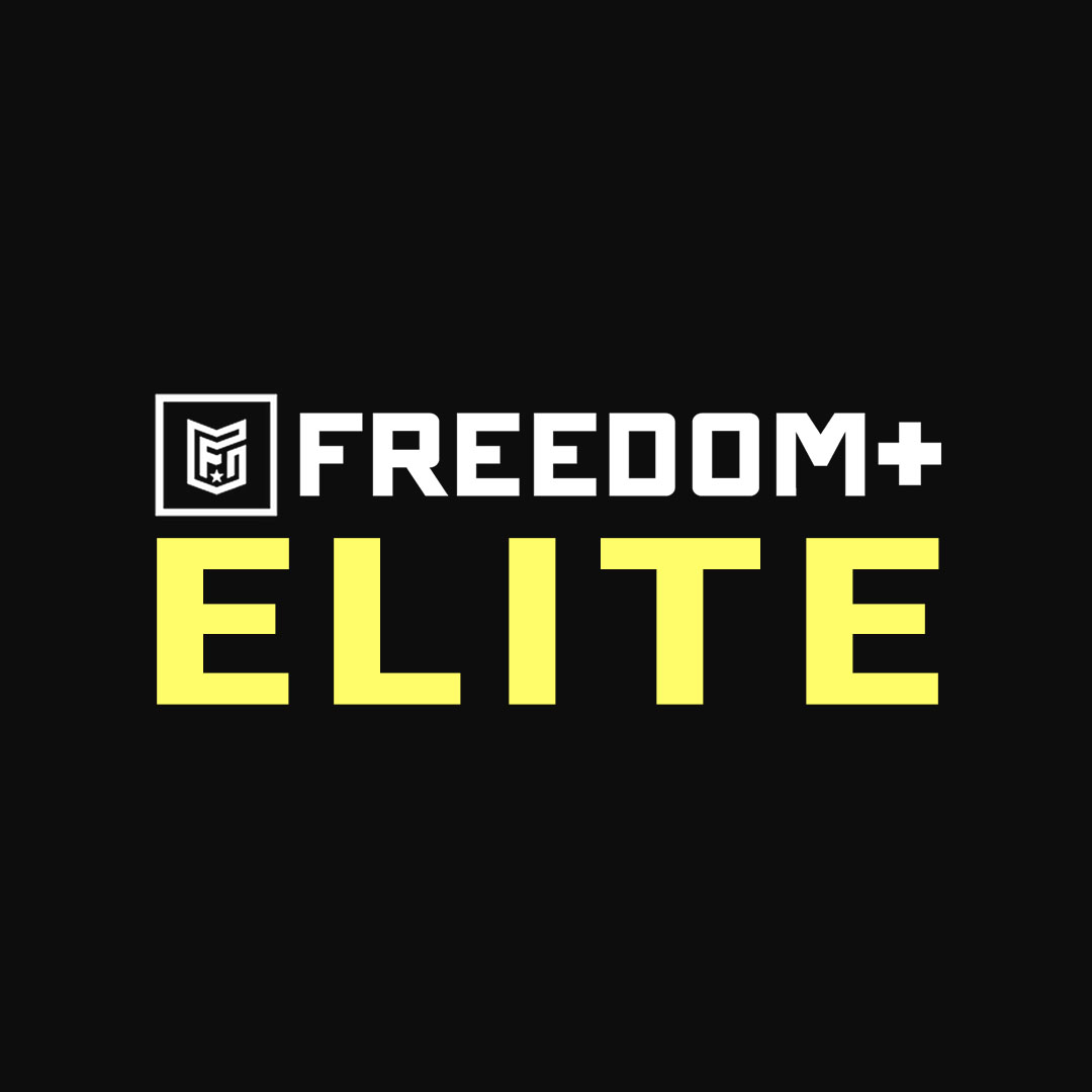 Text 'FREEDOM+ ELITE' on black background with a logo.