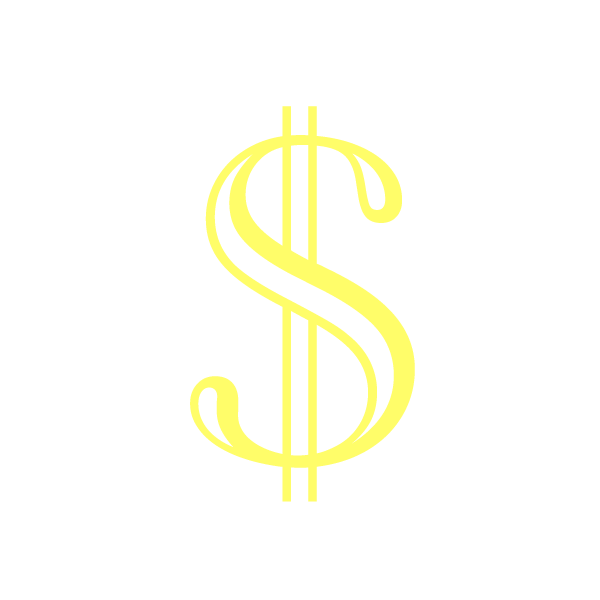 A large yellow dollar sign on a white background.