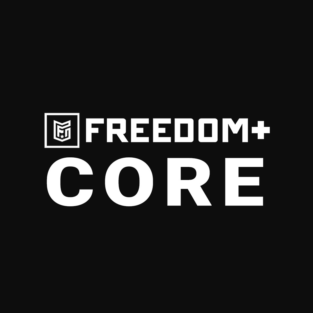 Text reads 'FREEDOM+ CORE' with a logo on black background.