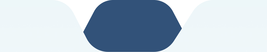 Blue rounded rectangle with white curved background.