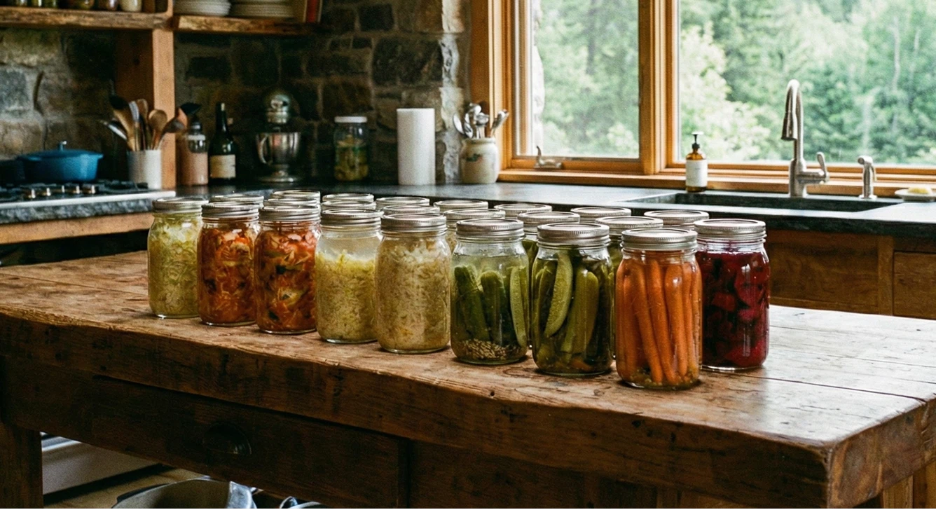 How to increase nutrient absorption - fermented foods on a table
