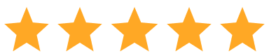 Five orange stars in a row on a white background.
