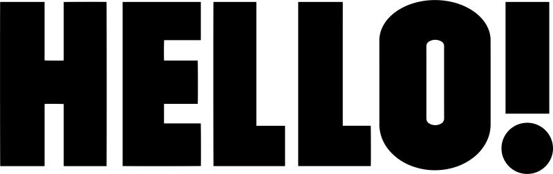 The word HELLO! in a bold, black, sans-serif font on a white background.