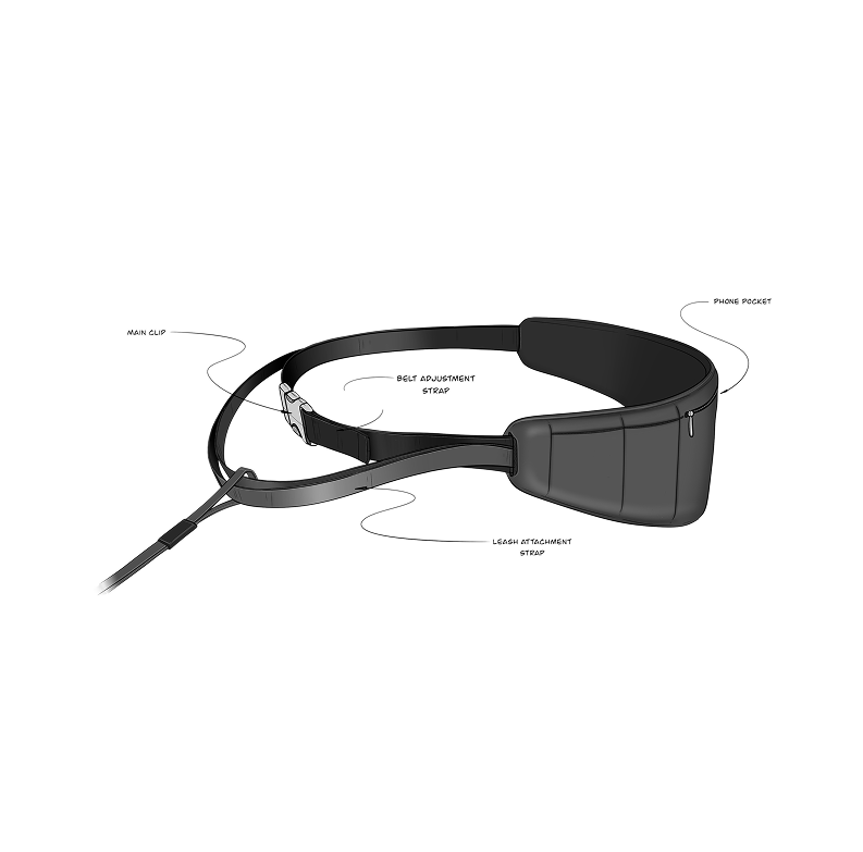 Illustration of a black tactical belt with labeled components.