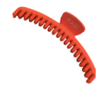 Red plastic hair comb with wide teeth.