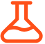Orange laboratory flask icon on a white background.