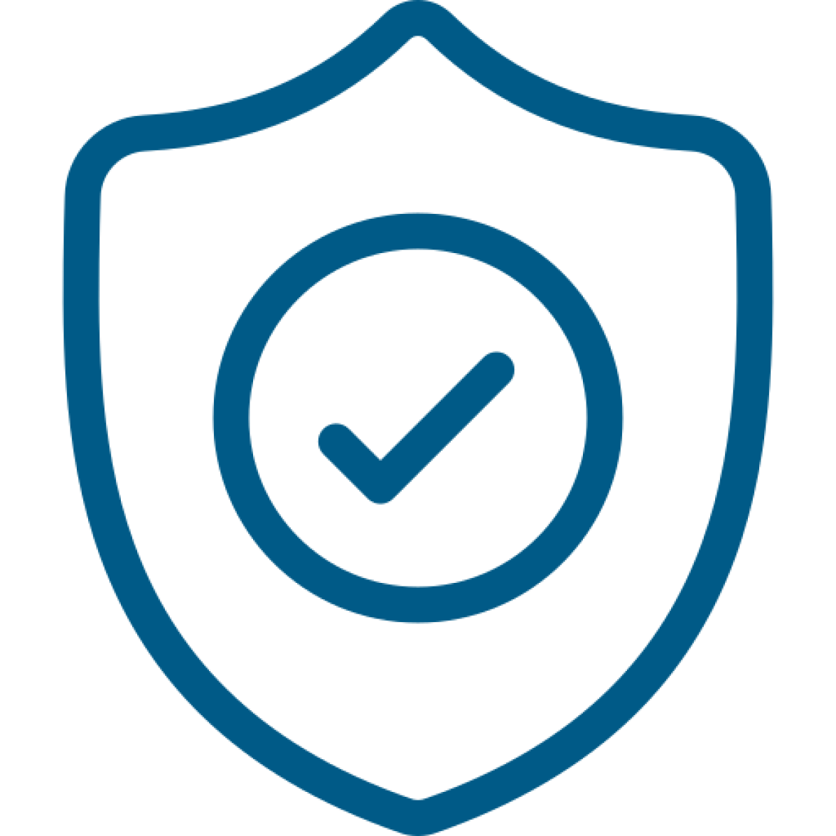 Blue shield icon with a checkmark inside.