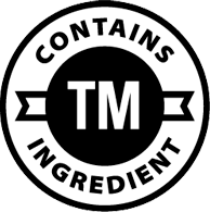 A black and white circular seal with the words 'Contains TM Ingredient'.