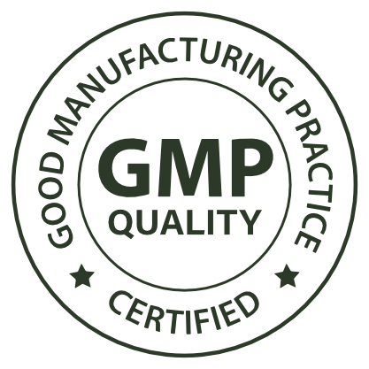 A circular badge certifying Good Manufacturing Practice (GMP) Quality.