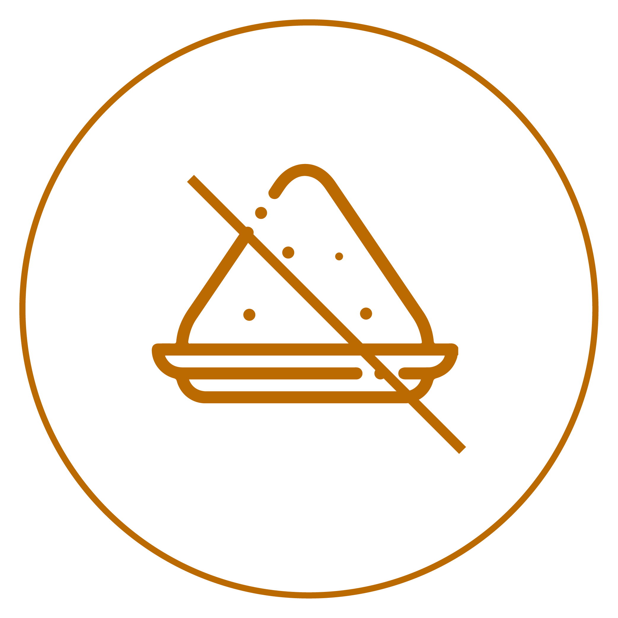 Minimalist line drawing of a mountain on a plate, crossed out.